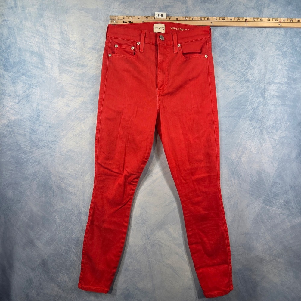 Alice + Olivia Jeans Womens 28 High Rise Skinny Red Stretch Denim Pants